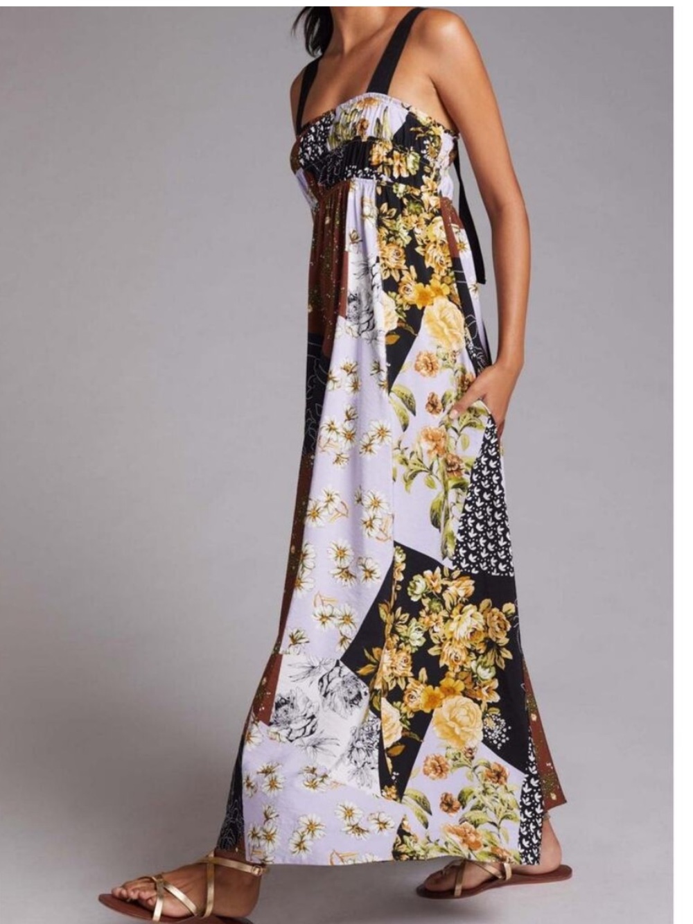 Anthropologie Maeve Floral Patchwork Maxi Dress Size Medium